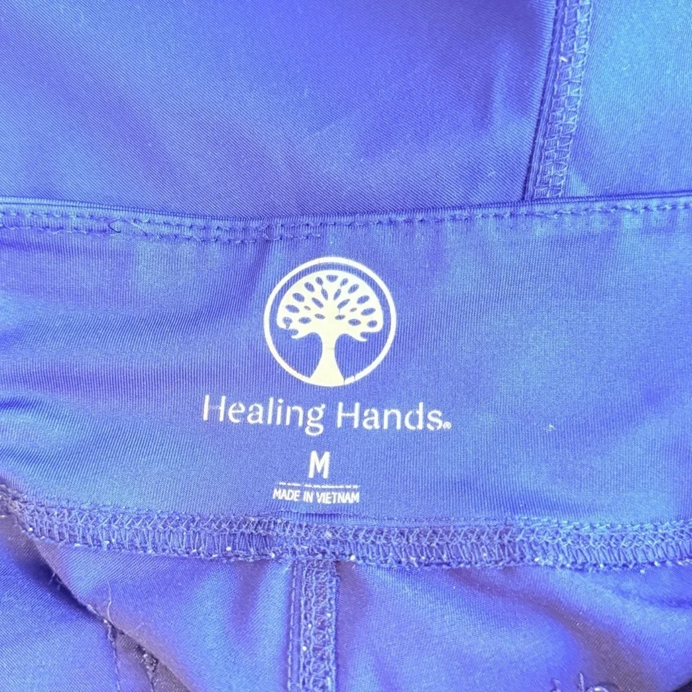 Healing Hands Tori Scrub Pants Womens Medium Blue Good Yoga Purple Label